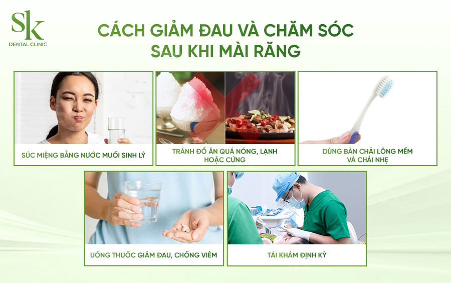 Cách giảm đau và chăm sóc sau khi mài răng